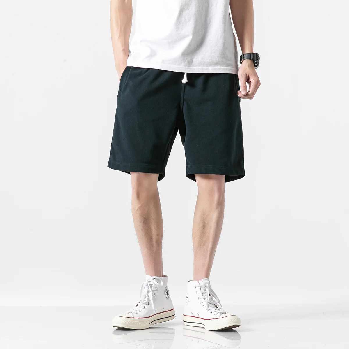 Summer sports shorts Men loose cotton five-minute pants trend plain color casual beach pants couple plus-size basketball pants