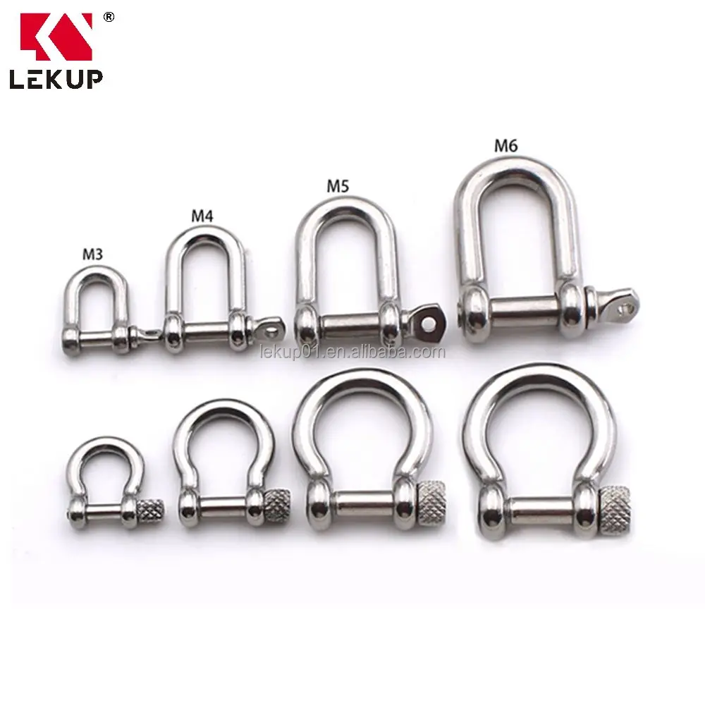 4mm 5mm High Quality Metal adjustable buckle paracord bracelet shackle Stainless Steel Bow Shackle with screw collar pin