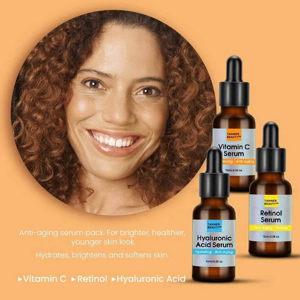 Best Gift face Set Contains Anti Aging Wrinkle 20% Vitamin C Serum+5% Hyaluronic Acid Serum + 2.5% Retinol Serum for Skin