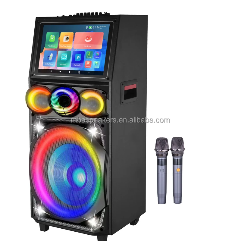 new wifi hifi 15 inch professional karaoke music audio wireless portable LCD video Android system speaker with touch screen