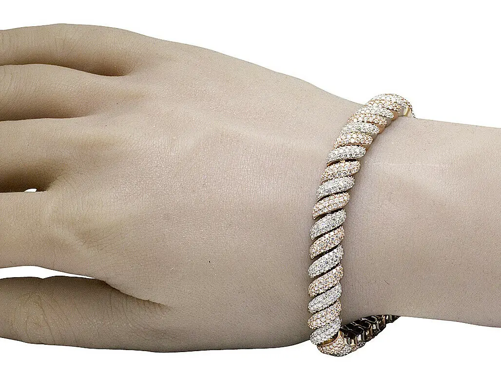 2021 new fashion silver rose gole two tone plated bling hip hop jewelry micro pave cz full diamond snake chain men bracelet