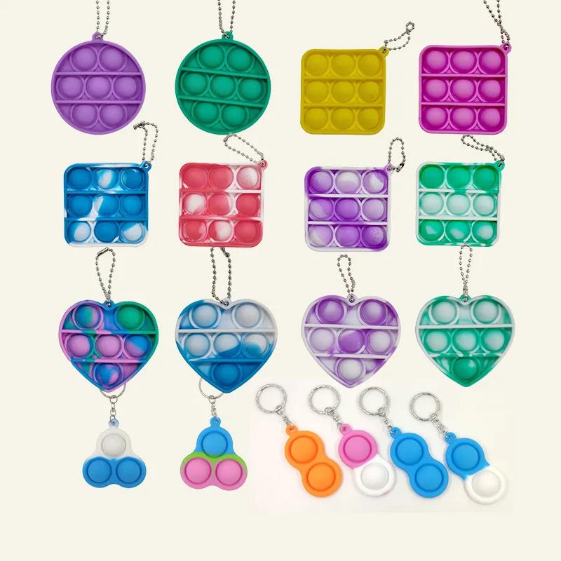 
Push pop Baby Key Chain Stress Relief Key Ring fidget Hand Toys Handheld Mini Heart Shape Fidget Toy Keychain 