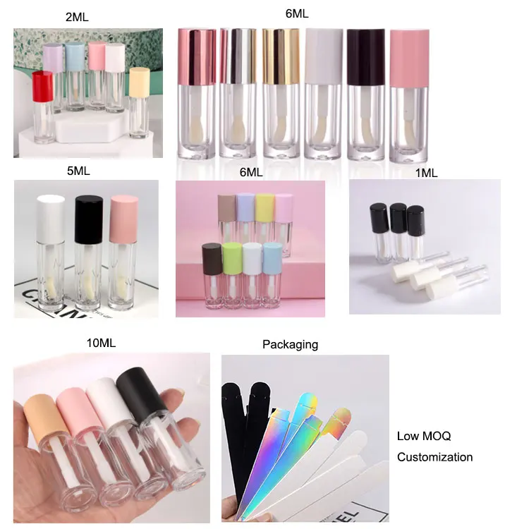 6ml10ml Round Thick Pink Rose Gold Lip Gloss Container Large Size Lipgloss Tubes Custom Logo Empty Lip Gloss Tube With Big Brush