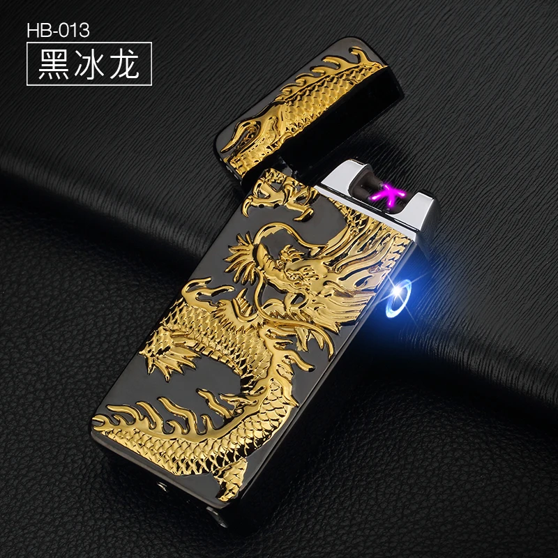 HONBAN HB-013 Promotional gift best design mini usb lighter with dragon pattern