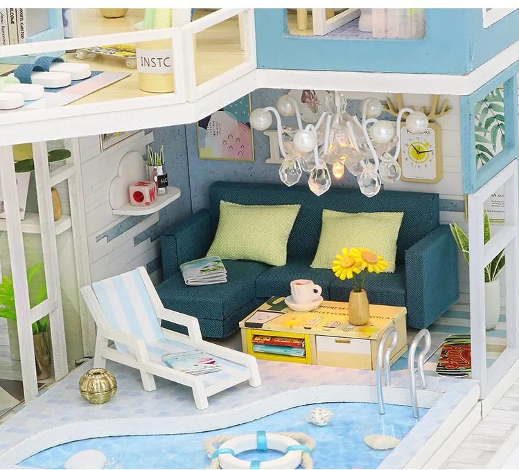 First meet handmade furniture DIY best gift for girls wooden doll house