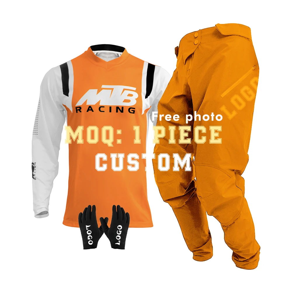 HOSTARON Custom Motocross Gear Set for Men MX Jersey and Pants for ATV BMX MTB DH Dirt Bike Gloves with Team Name MTB OEM