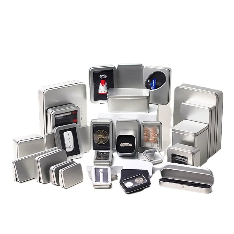 Custom Printing Logo 10*7*2cm Rectangular Tin Box Poker Box usb Metal Case Bank Card Box