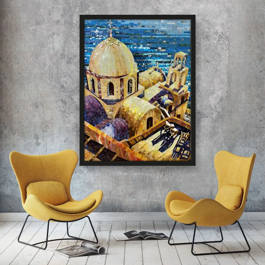 Wanda Hand Craft Stained Glass Wall Panel Romantic Castle Stained Glass Mosaic Mural For Decoration