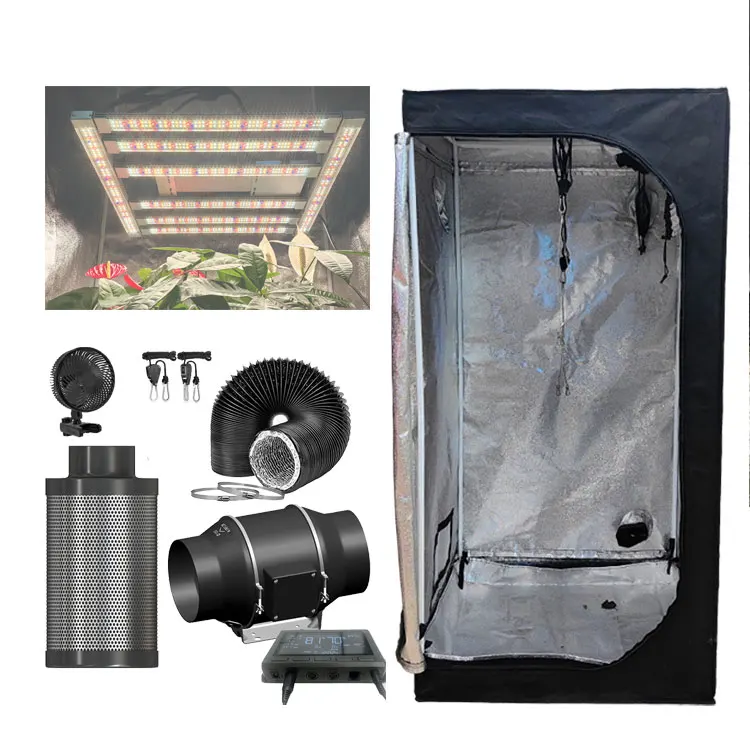 80x80cm 1680D Growing Tent Growbox Complete Set  Dimmable 320W  240W 150W Samsung LM301H EVO UV IR light growing box kit