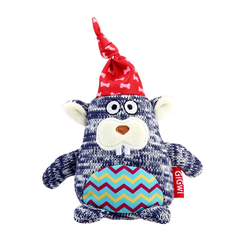 Pet Plush Chew and Vocal Toy Squirrel Penguin Red Deer Doll Dog Cat Interactive Toy Christmas