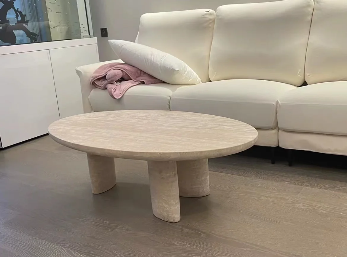 Contemporary Beige Travertine Real Marble Dining Table Top Prefab Wood Countertop Home Hotel Featuring Natural Quartz Granite