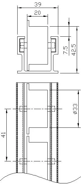 2045D Flexible Roller Conveyor Cargo OD 34mm Aluminum Track Flow Rail Roller Track For Sliding Shelf System
