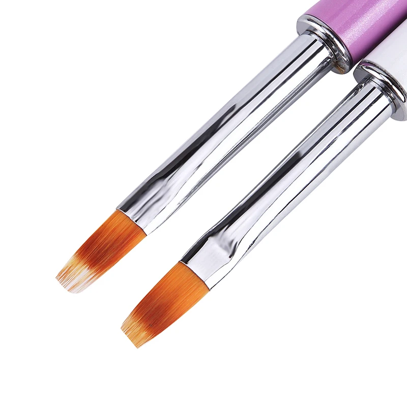Custom Logo Nylon Hair UV Gel Ombre Nail Art Brush With Acrylic Handle