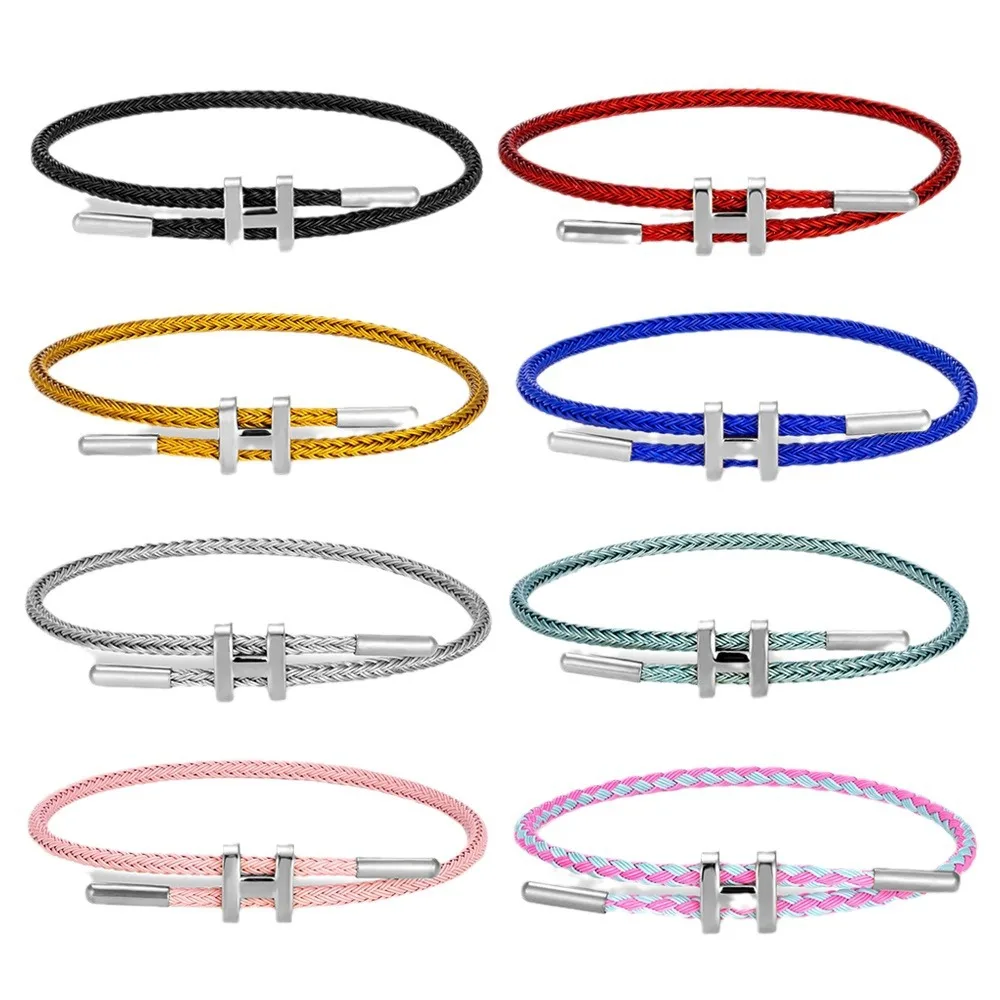 Hot selling Luxury Bracelet 18k Gold Waterproof Women Bracelet Stainless Steel Adjustable H Letter Woven Bracelet