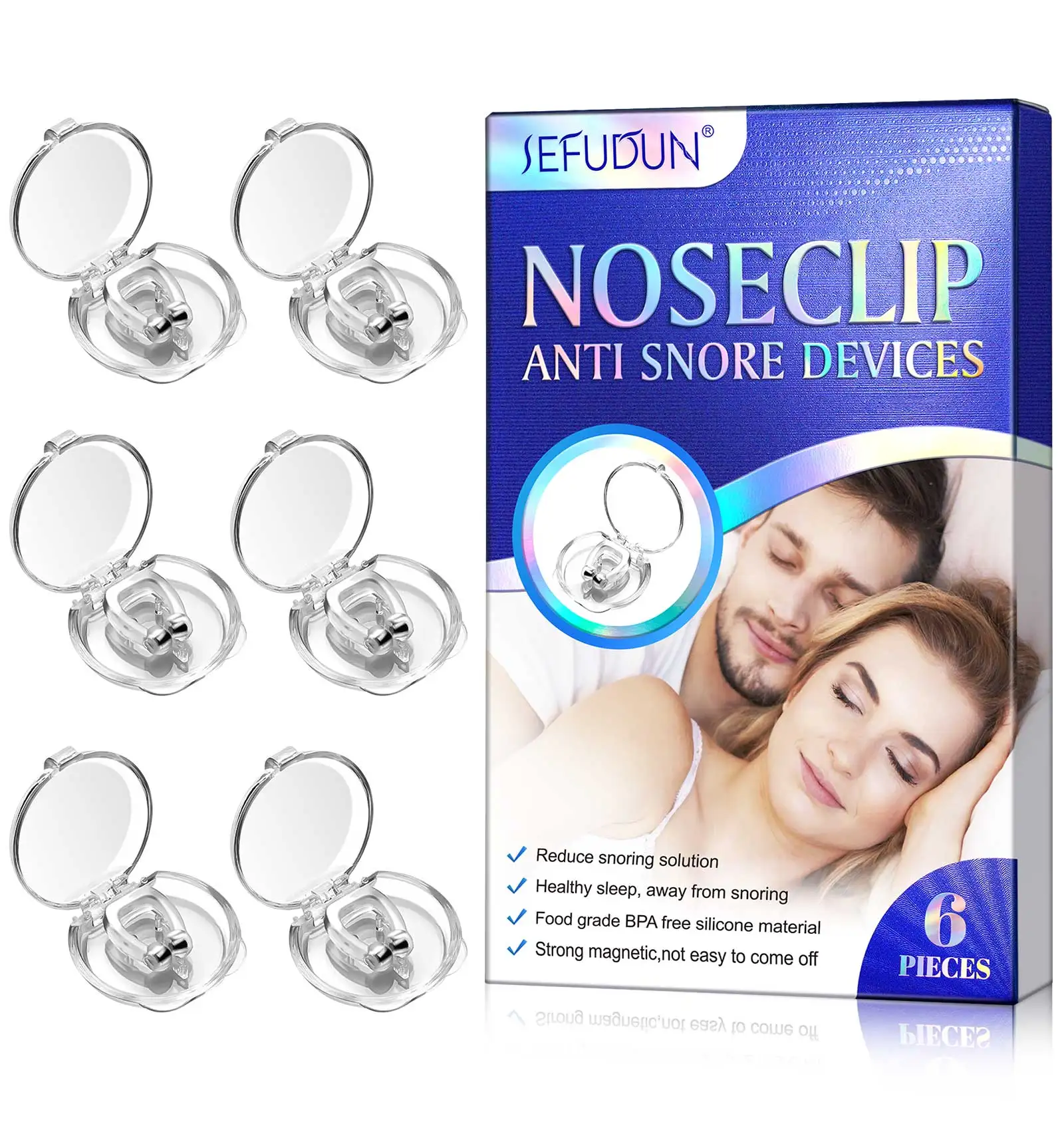 SEFUDUN Solution Devices Snoring Device,good Sleeping Man and Woman Silicone Magnetic Anti Snore Nose Clip