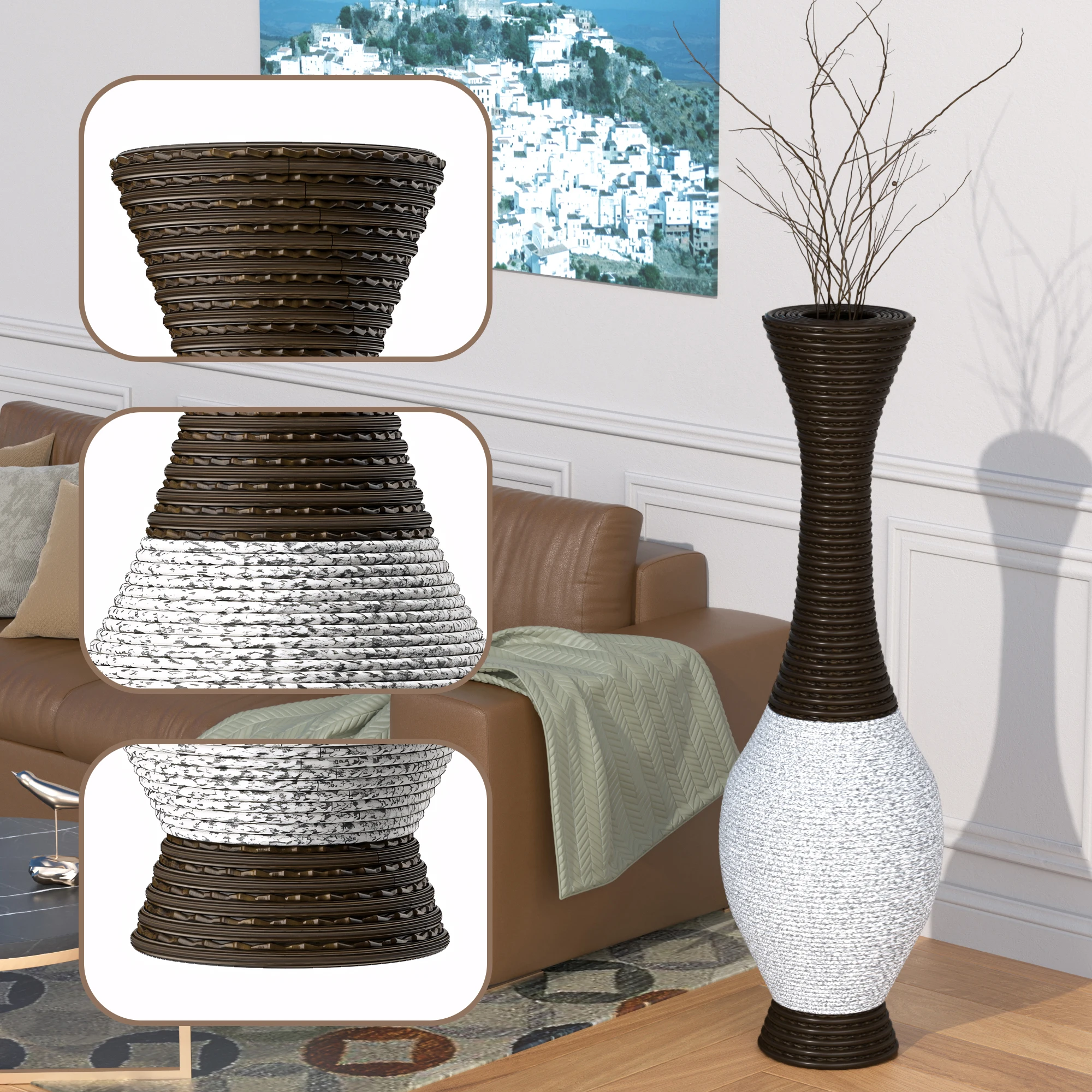 USA Free Shipping Floor Vase Large Home Artificial Rattan Vase Decor Accent For Living Room Entryway Large Decorative Vases