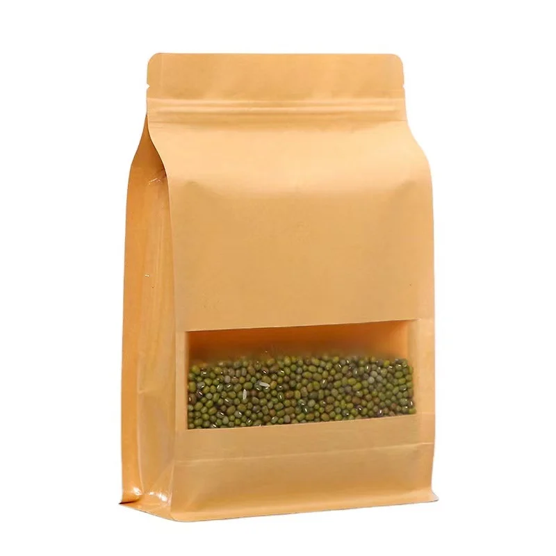 Новейшие перфорированные пакеты из черной крафт-бумаги с застежкой-молнией и прозрачным окном для упаковки чая