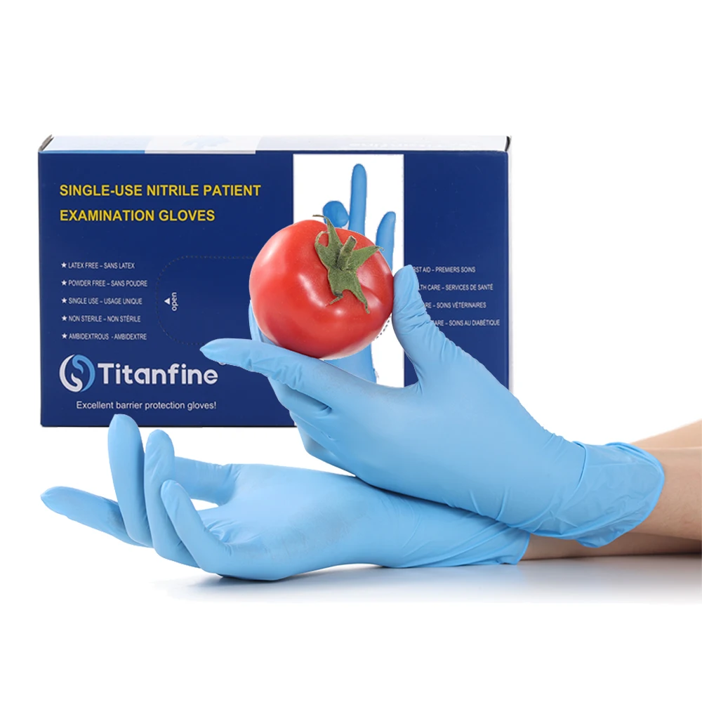 Chinese Product 3.5g Blue Latex-Free Disposable  Exam Nitrile Gloves