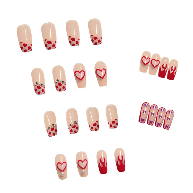 Custom Private Label 24 PCS Acrylic Nails press on Long French Coffin Press On Nails Wholesale Artificial Fingernails