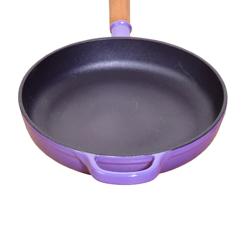 Wholesale OEM 21cm/25cm Enameled Cast Iron Fry Pan Cast Iron Non-Stick Skillet Pan with Double Handles