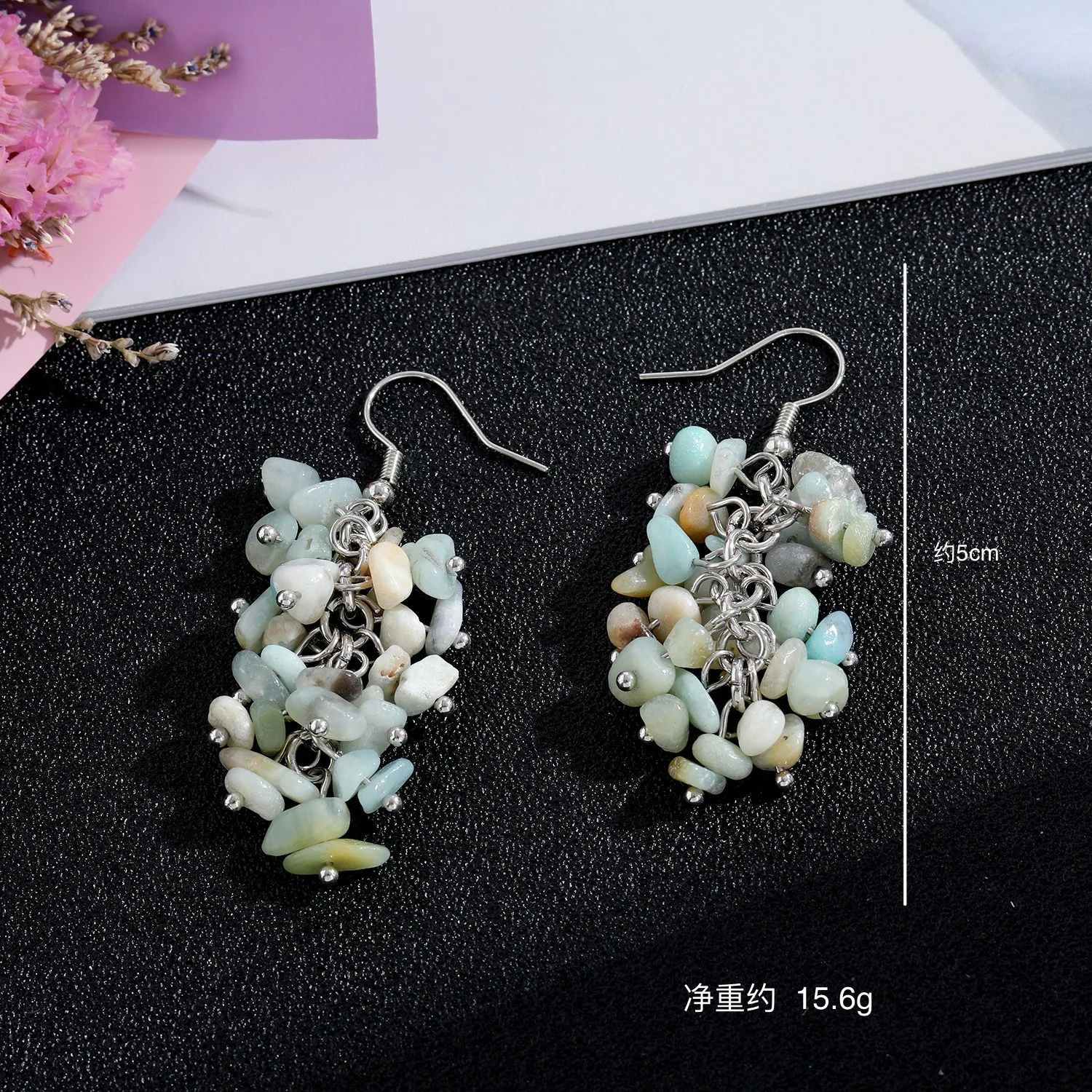 Natural Amethyst Crushed Stone Earrings Eardrop Multi-colored Seven Chakra Crystal Chips Earring for Jewelry Making