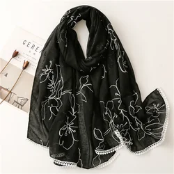 HEFT BOOOGE Warm Autumn Pure Color Embroidered Designer Scarf and Shawl
