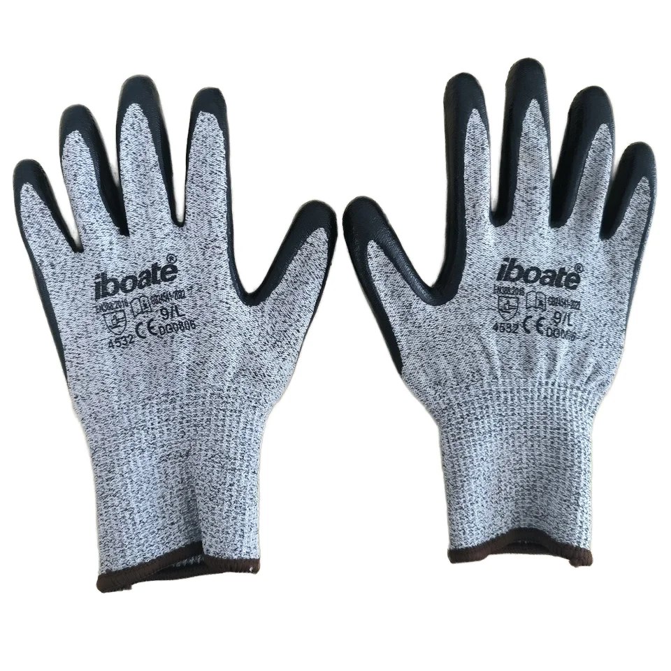 Custom Logo CE Wear Resistant Nitrile Coated Mechanical Work Anti-Tear  Anti-slip, Anti-oil Safety Anti Cut Gloves Level D