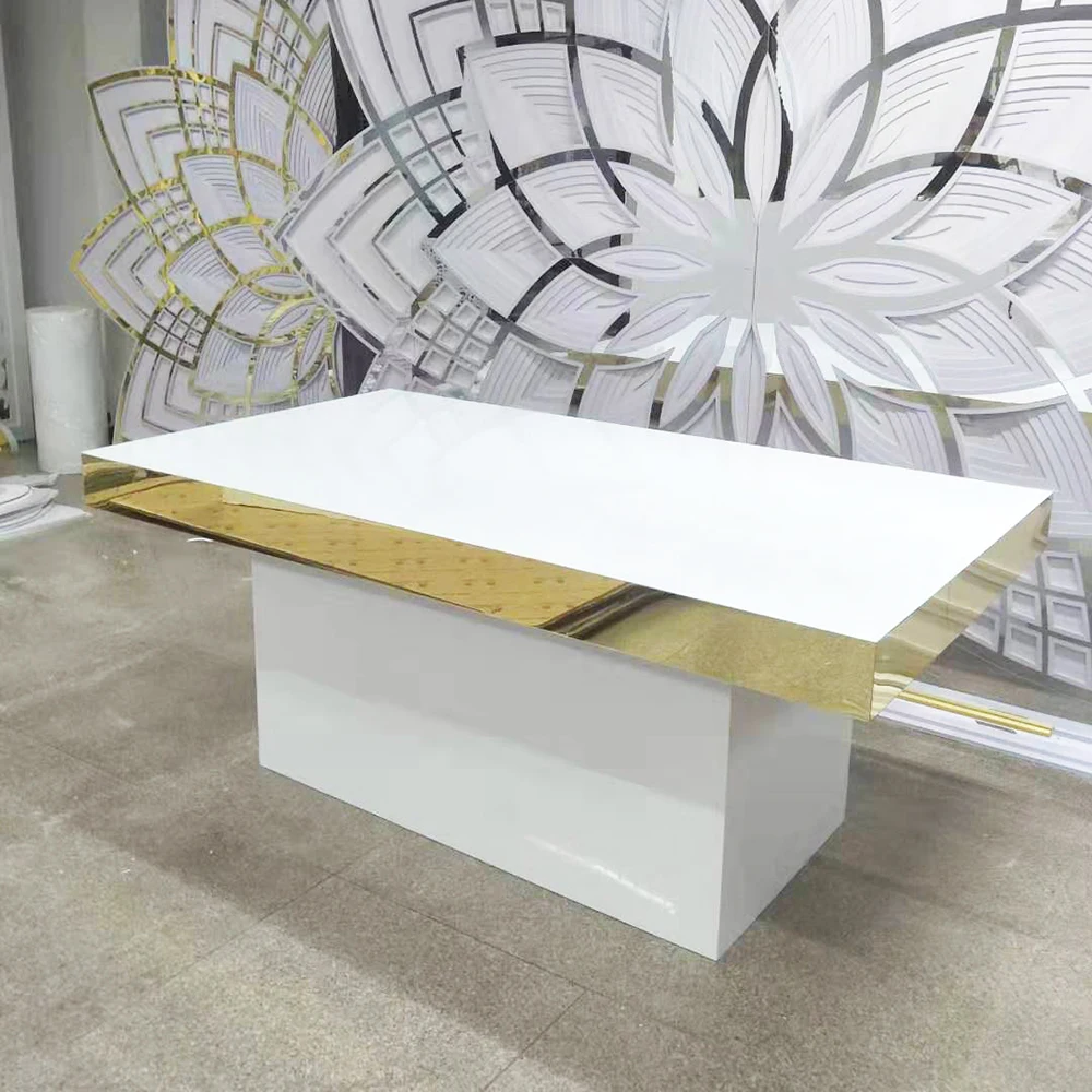 modern luxury dining gold frame metal stainless steel chair and table for restaurant and wedding