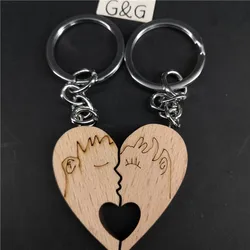 Заводской деревянный брелок для ключей для влюбленных