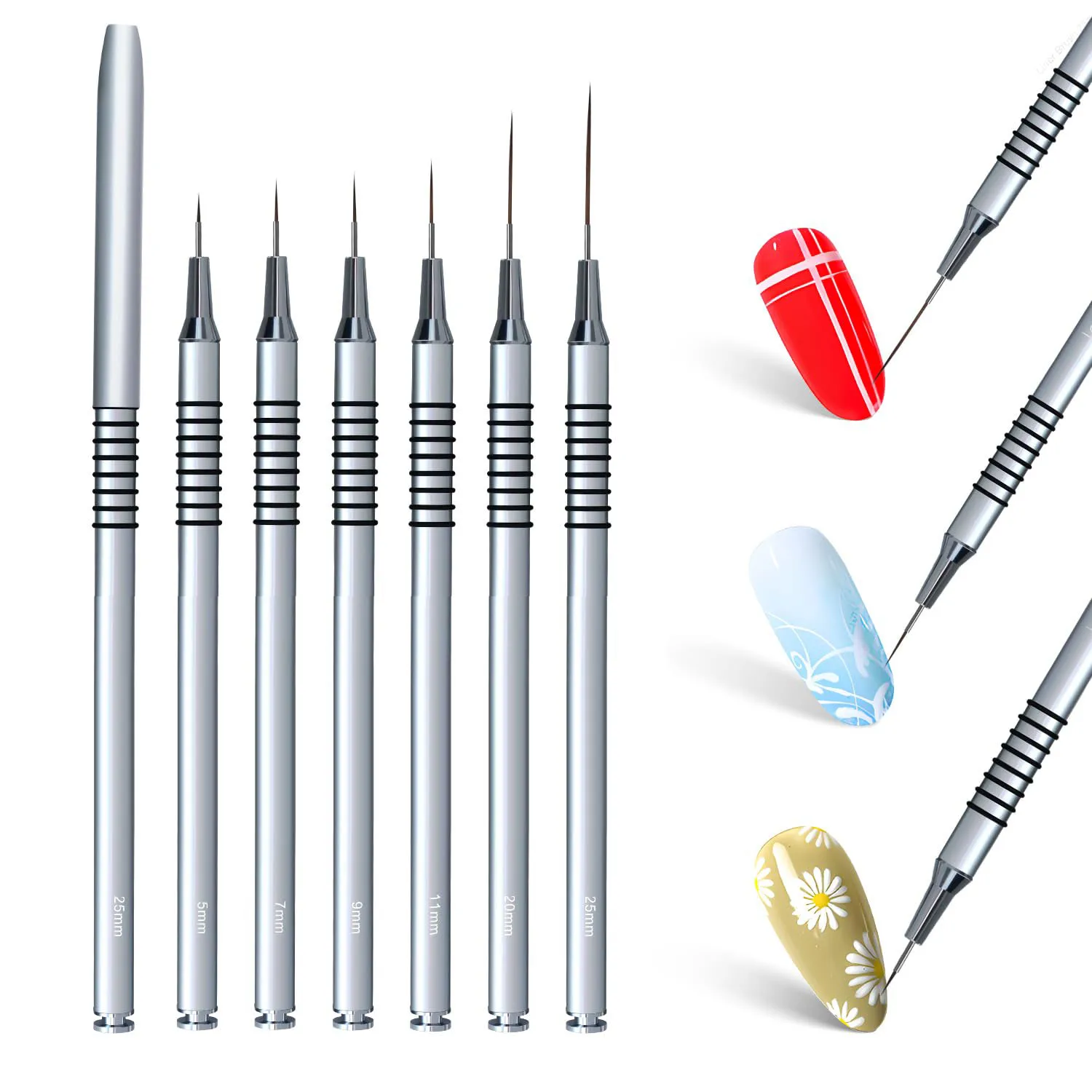 Nail Art Liner Brushes Painting Nail Art Brush Set Nail Dotting Drawing Tool for Long Lines Thin Details
