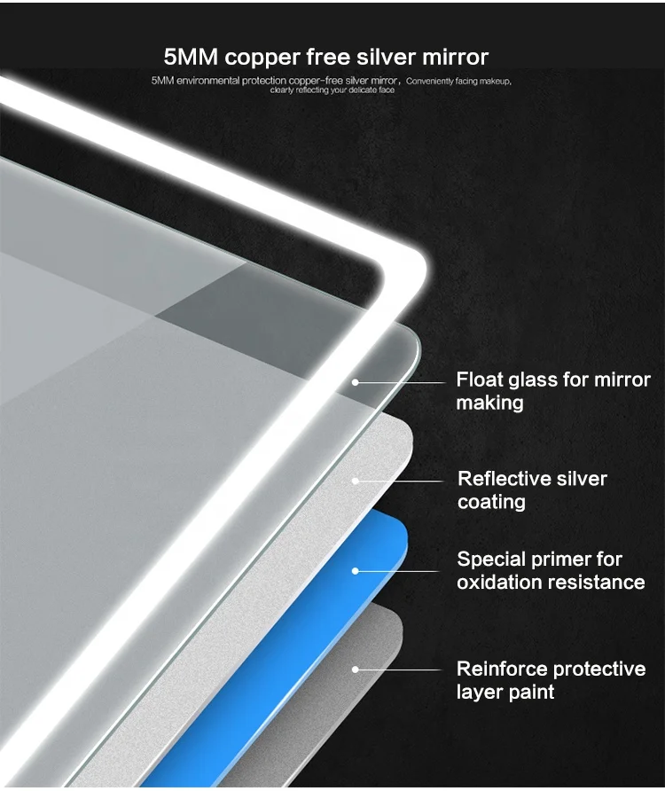 Hot sale frameless full length led lighted illuminated bathroom smart dressing mirror