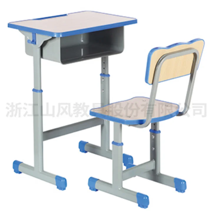 classroom furniture height adjustable metal wood single study desk chair student desk chair set study table chair