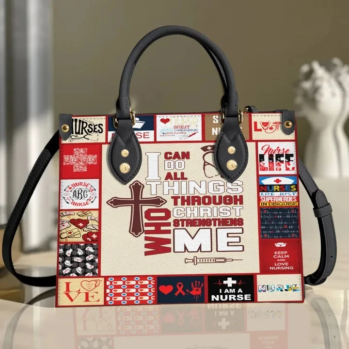 Nurse I Can Do All Things Leather Bag Customized Gifts for Teachers Fashion Women Personalized Shoulder Bags Drop Ship Handbag