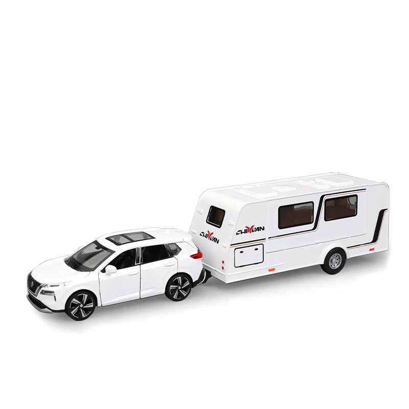 1:32 Nissan X-Trail Trailer RV Car Alloy Model cross country vehicle SUV accurate reduction simulated removable children gift