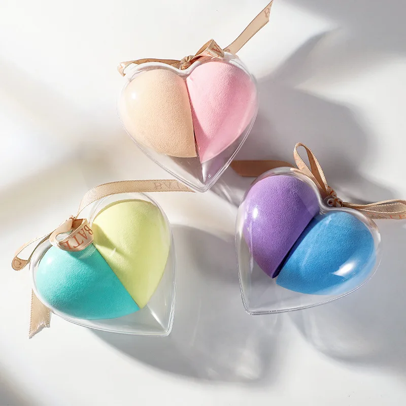 Wholesale Super Soft Heart-shaped Makeup Puff Kits Powder Puff Custom Blending Sponge Puff Makeup