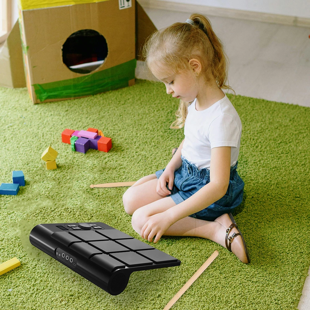 junior electric Tabletop Electronic Drum USB/Battery Powered 9 Pads Portable Drum Set Built-in Speakers Children Beginners