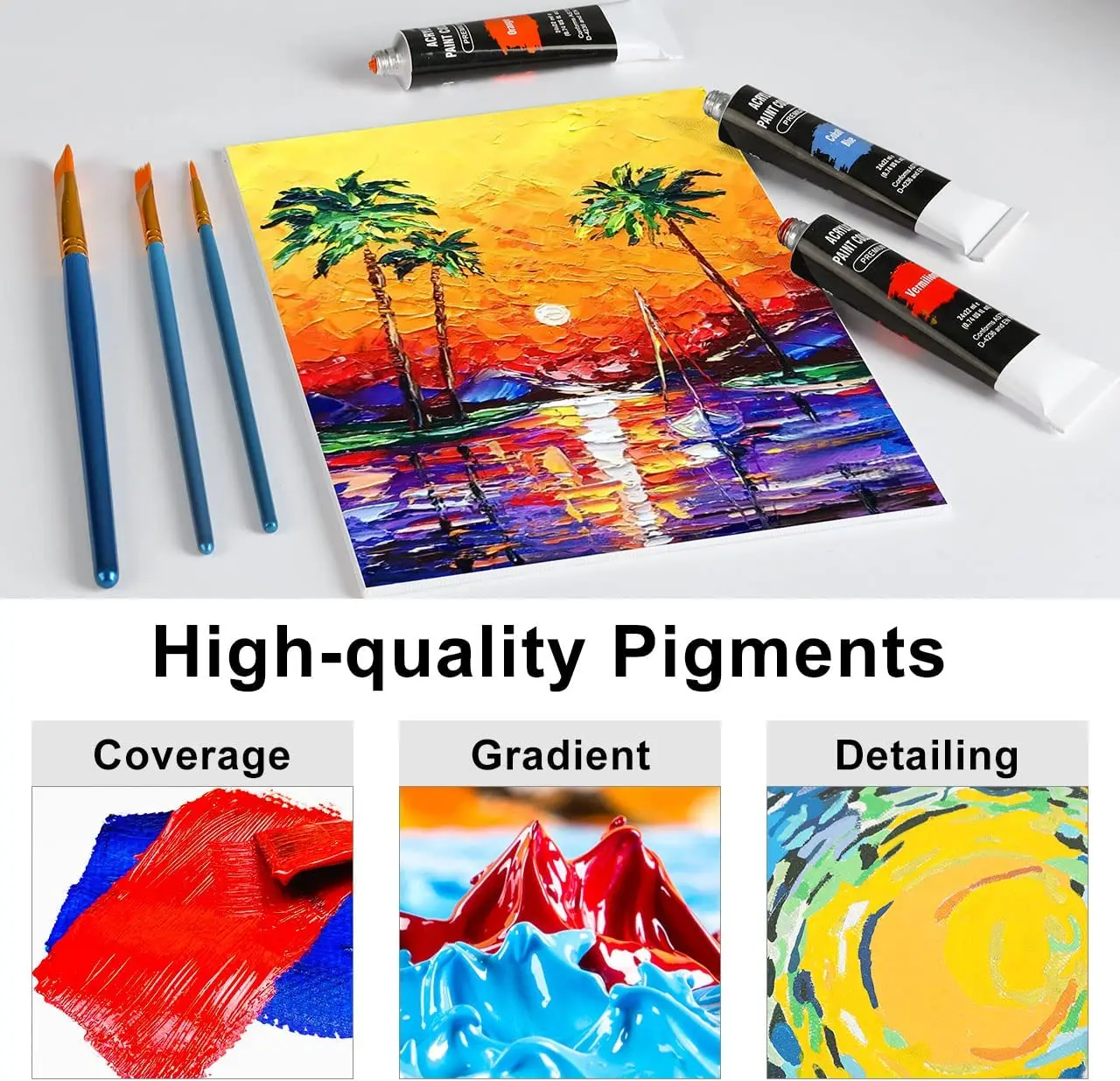 Acrylic Paint Set of 24 Vivid Colors Art Craft Paints for Beginners & Professional Artist