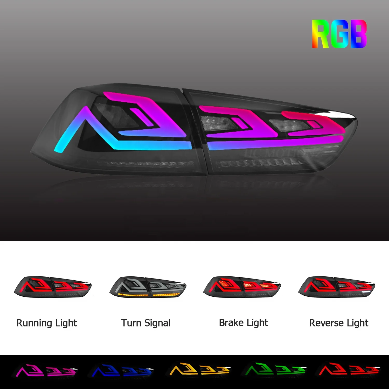 Задние светодиодные фары HCmotion E-mark для Mitsubishi Lancer ex evo задние Для Седана с анимацией RGB 2008-2017