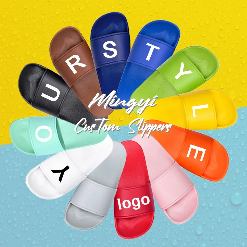 OEM Mens Diy Custom Women Summer Made Pool Personalized Sandal Slides Slippers Embossed Logo Unisex