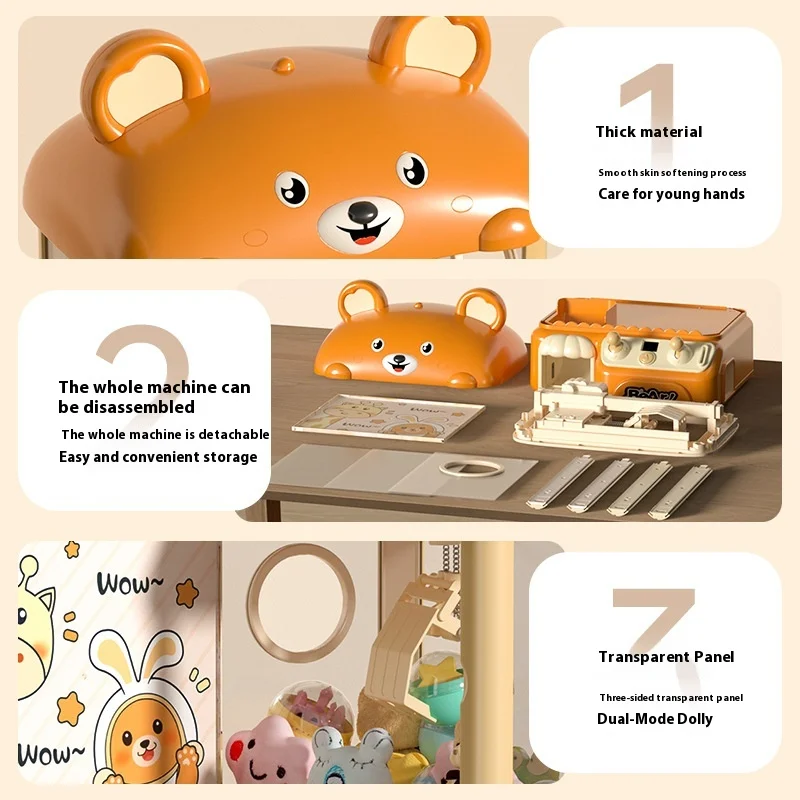 DIY Doll Machine Kids Coin Operated Play Game Mini Claw Catch Toy Crane Machines Music Doll Children Gifts Toys 5-7 years