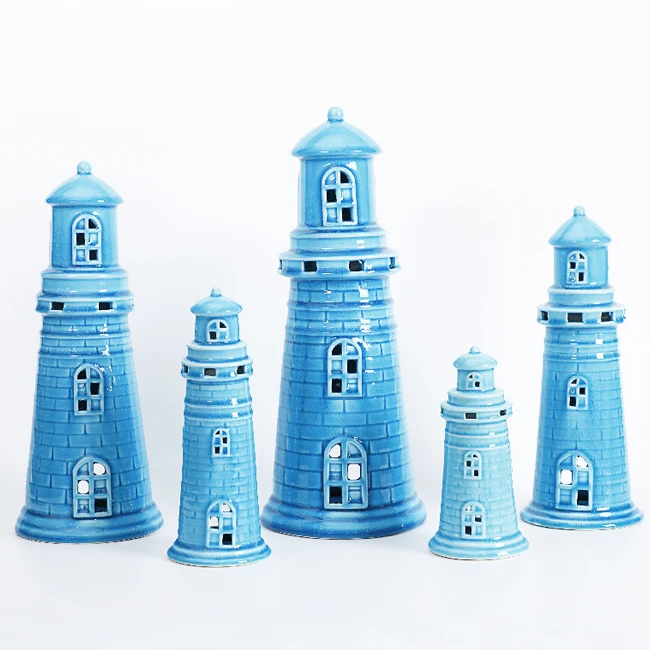 New Design Creative 3D Lighthouse Ocean Style Ceramic Beach Tourist Gift and Souvenir