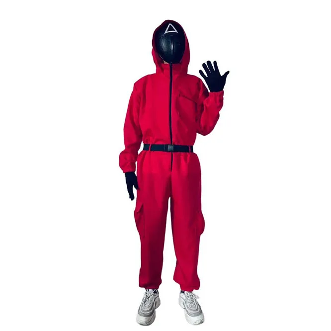 2021 high quality Squid Game suit adult coveralls Squid hot- sale korea TV squid game red jumpsuit halloween costume