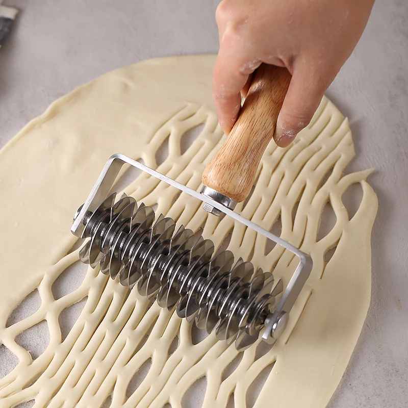 Stainless Steel Lattice Cutter, Dough Lattice Roller Cutter Baking Tool Cookie Pie Pizza Bread Pastry Crust Roller Cutter