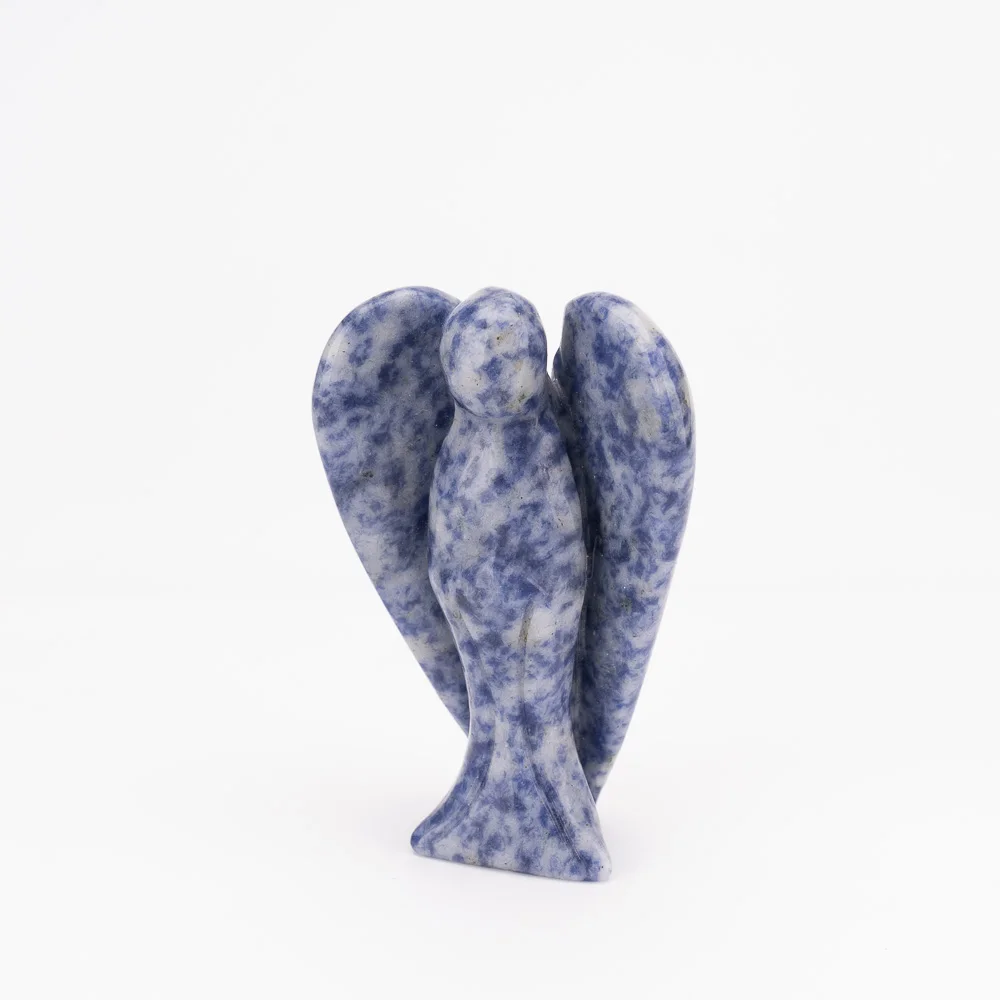 BZ JADE TIFA Wholesale 3-inch Angel Statue Semi Precious Stones Gems Carving Blue Jade Angel for Home Decoration Feng Shui Gifts