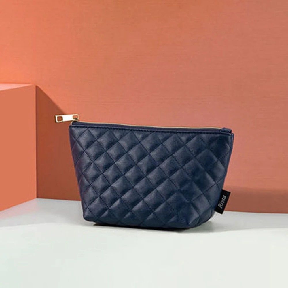 printed leather makeup waterproof bag custom logo cosmetic pouch for wholesales