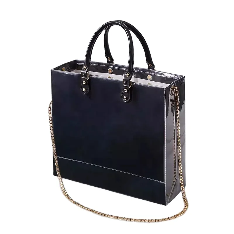 Fashion Shopping Custom Logo Luxury Paper Bag Ladies Women Leather DIY Kit Pvc Tote Hand Bags