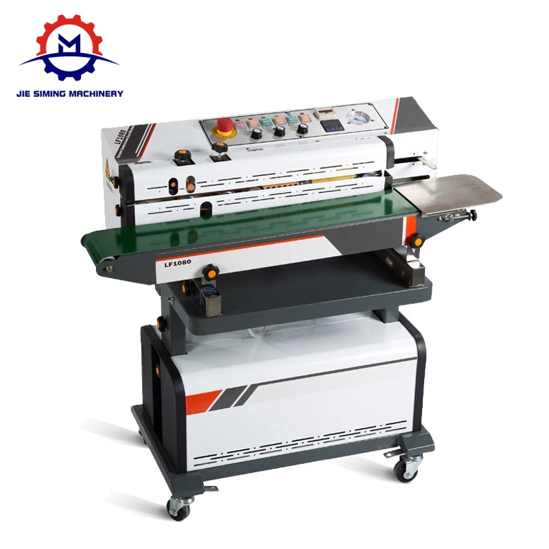 Vertical Continuous Air Suction Band vacuum Sealer with date printing