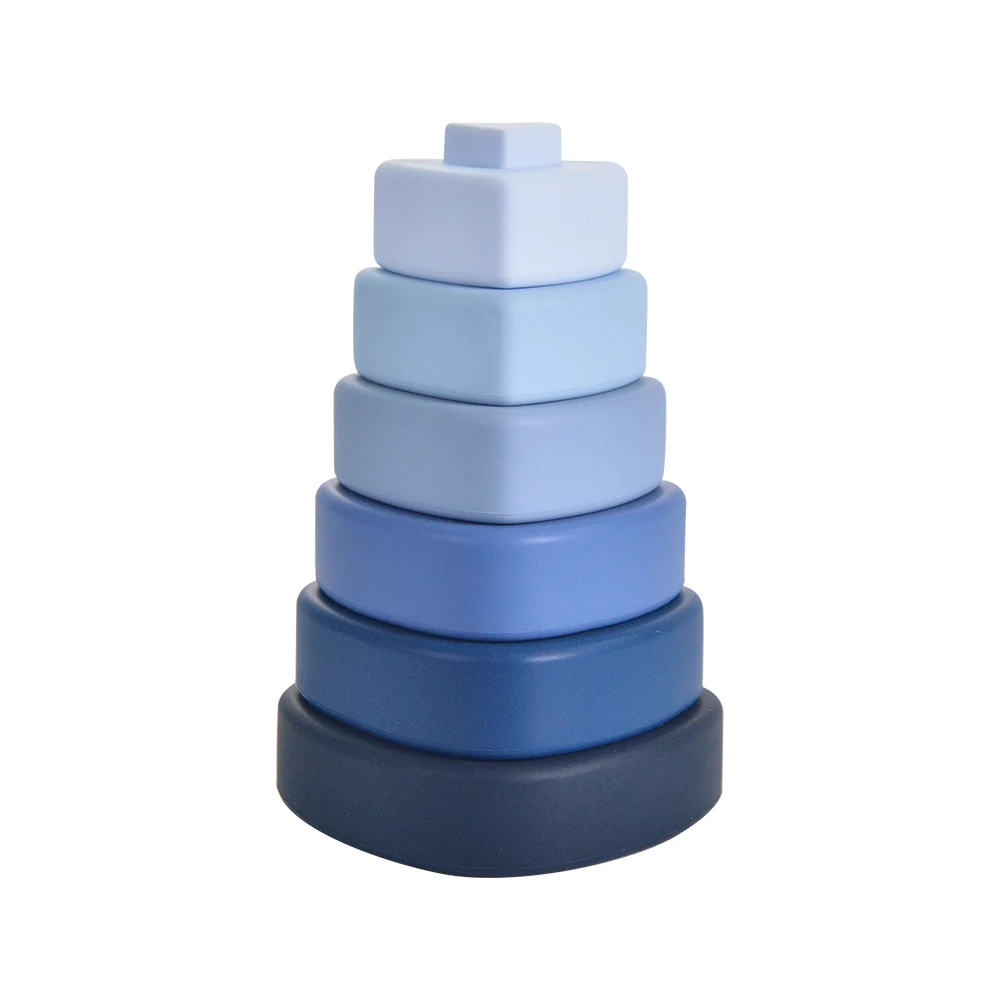 Hot Sale Newly Released BPA Free Baby Silicone baby Stacker Toy Silicone Stacking Triangle Round Toys