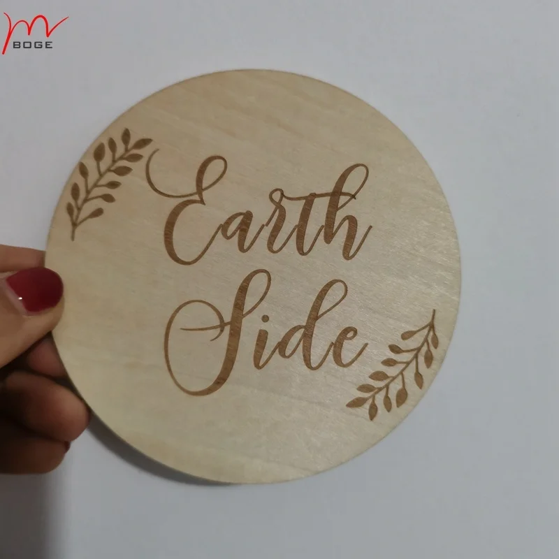 Earth Side Baby Sign Birth Announcement Wood Newborn Announcment