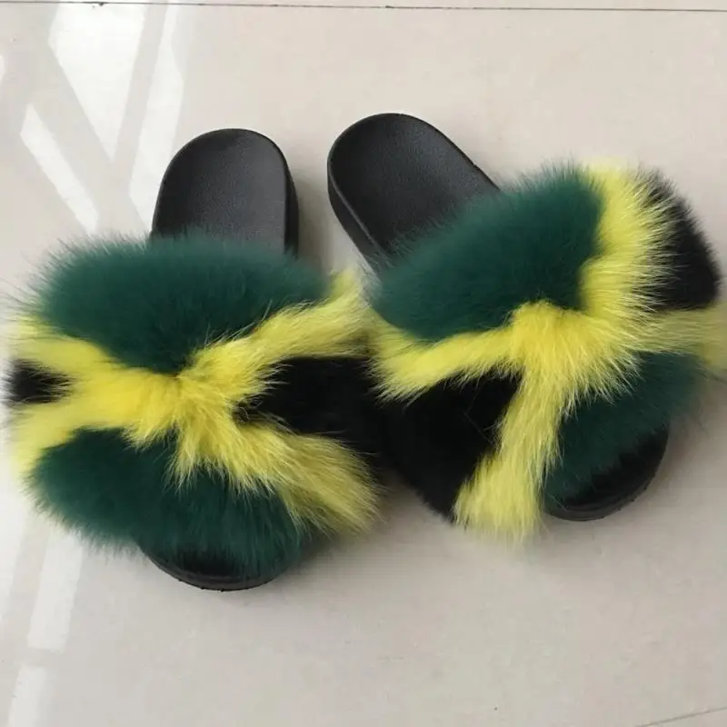 
Online Wholesale Pvc Sole Fur Slippers Fashion Sandals Women Real Fur Fluffy Slides indoor fur slippers 